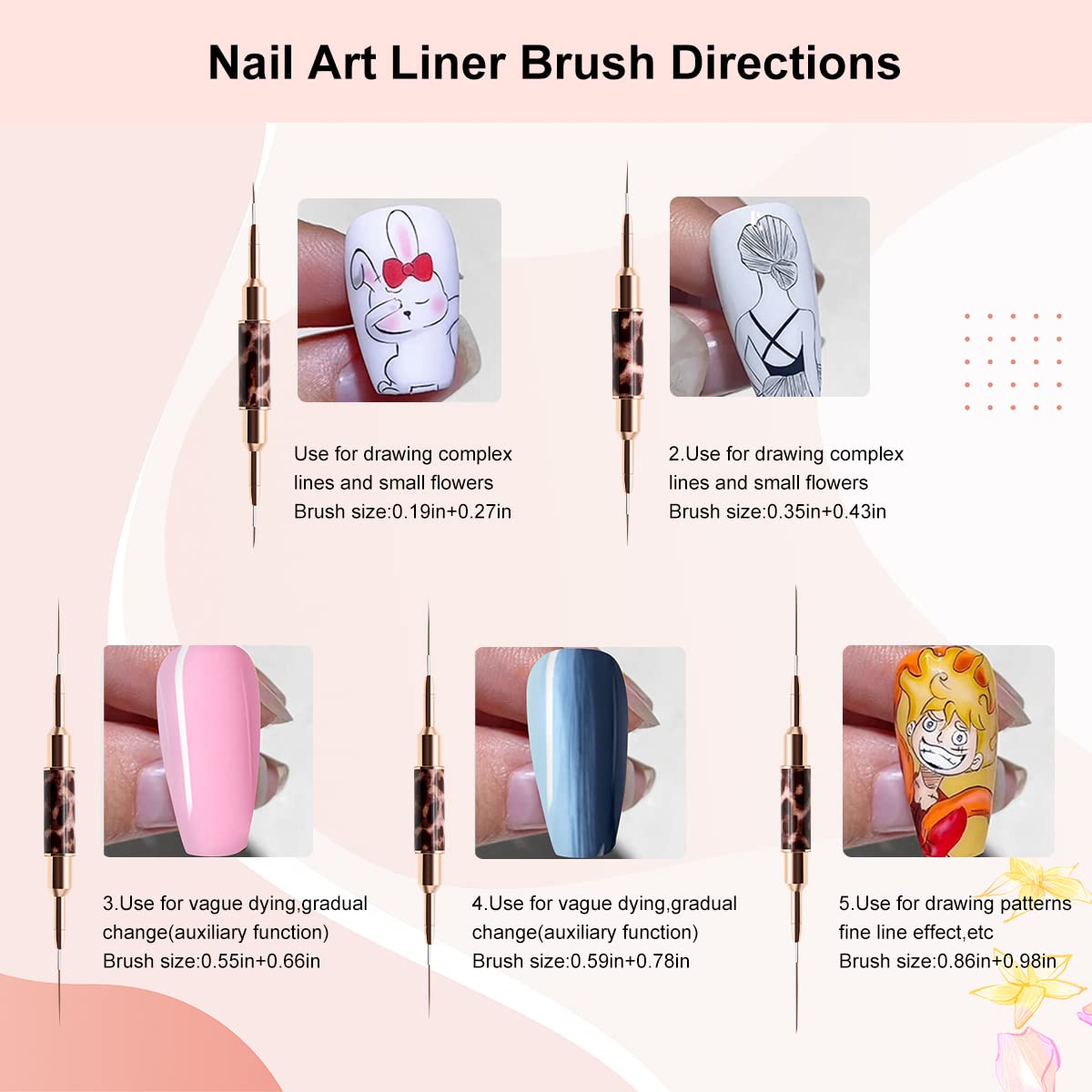 Liner Brush for Nails,5Pcs Dou - Furniture Hardware Nails 리뷰 및 가격