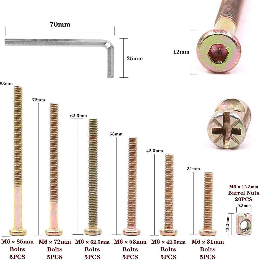 30-Set Baby Crib Screws Hardwa - Furniture Hardware Barrel Nut 리뷰 및 가격
