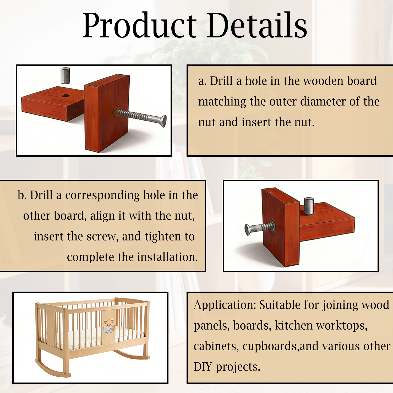 10pcs M6 Bed Frame Connecting  - Furniture Hardware Barrel Nut 리뷰 및 가격