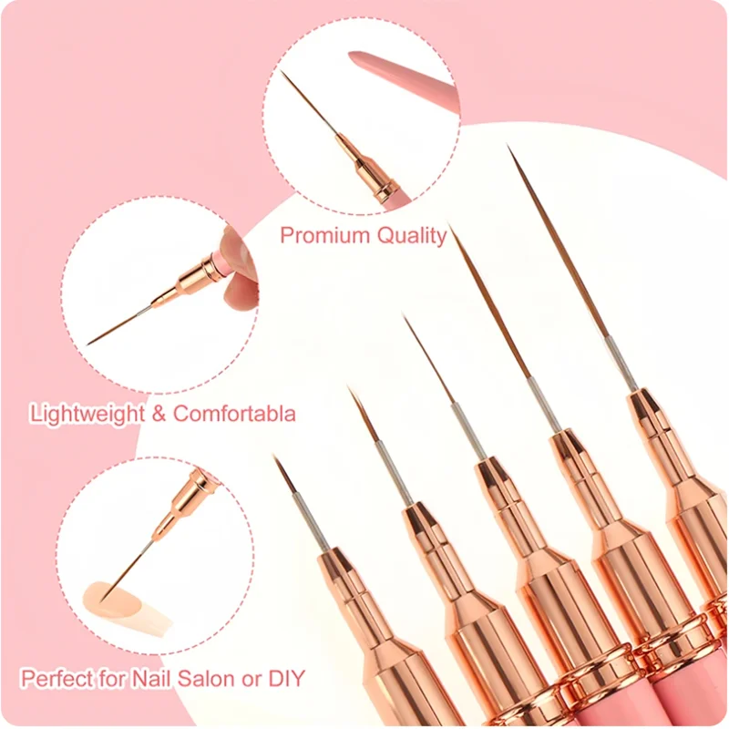 5pc/1set Nail Art Liner Brushe - Furniture Hardware Nails 리뷰 및 가격