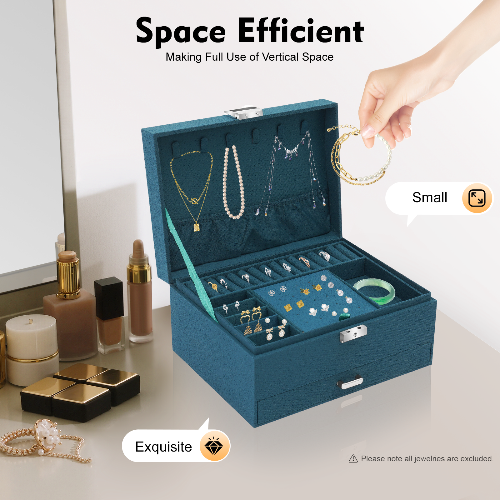 3-Tier Dark Green Jewelry Box  - Drawer Organizer Peg 리뷰 및 가격