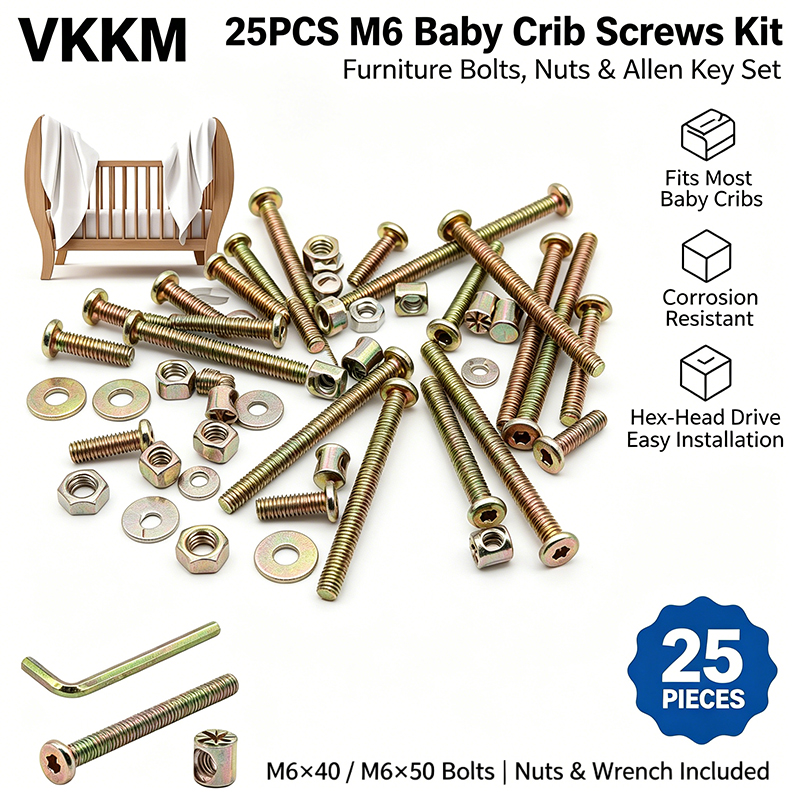VKKM 25Pcs M6 Baby Crib Screws - Furniture Hardware Replacement 리뷰 및 가격