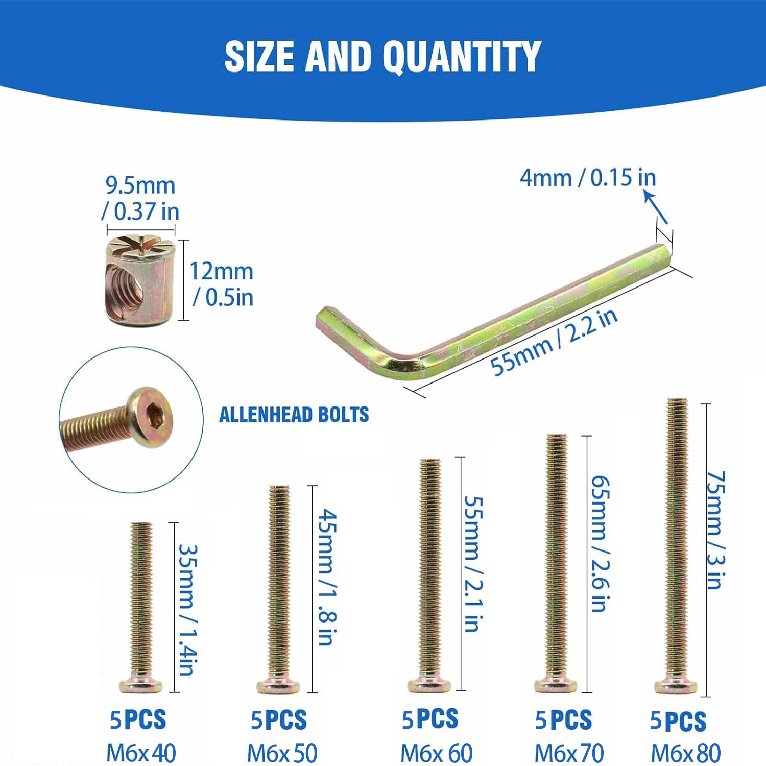 VKKM 25Pcs M6 Baby Crib Screws - Furniture Hardware Replacement 리뷰 및 가격